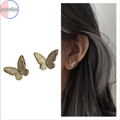 BUTTERFLY Hoa Tai Hình Bướm Đính Ngọc Trai Nhân Tạo Thời Trang