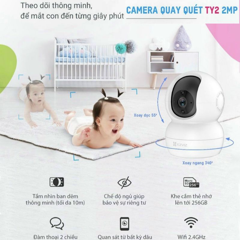 CAMERA WIFI EZVIZ C6N 1080P , CAMERA XOAY 360, ĐÀM THOẠI 2 CHIỀU, Hàng chính hãng
