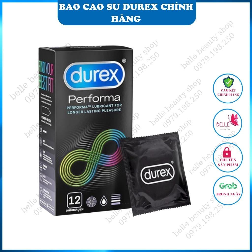 Bao cao su chống xuất tinh Durex Performa 12 bao. Bao cao su durex tăng cường gel bôi trơn BELLE BEAUTY SHOP