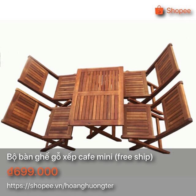 FREE SHIP!!! Bộ bàn ghế gỗ xếp cafe mini (4 ghế)