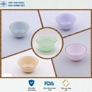 Bát mắm / bát chấm viền vàng 22K các màu Luxury Thủy Tinh Ngọc USA Homeset cao cấp nhập khẩu chính hãng