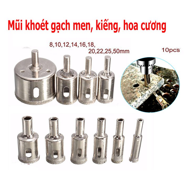 Mũi khoét (6li đến 30li) gạch men, kiếng, hoa cương