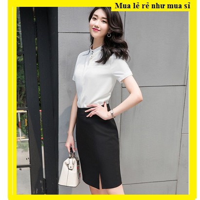 Chân váy công sở xẻ tà trước,Váy bút chì xẻ trước màu đen-chất umi co giãn | BigBuy360 - bigbuy360.vn