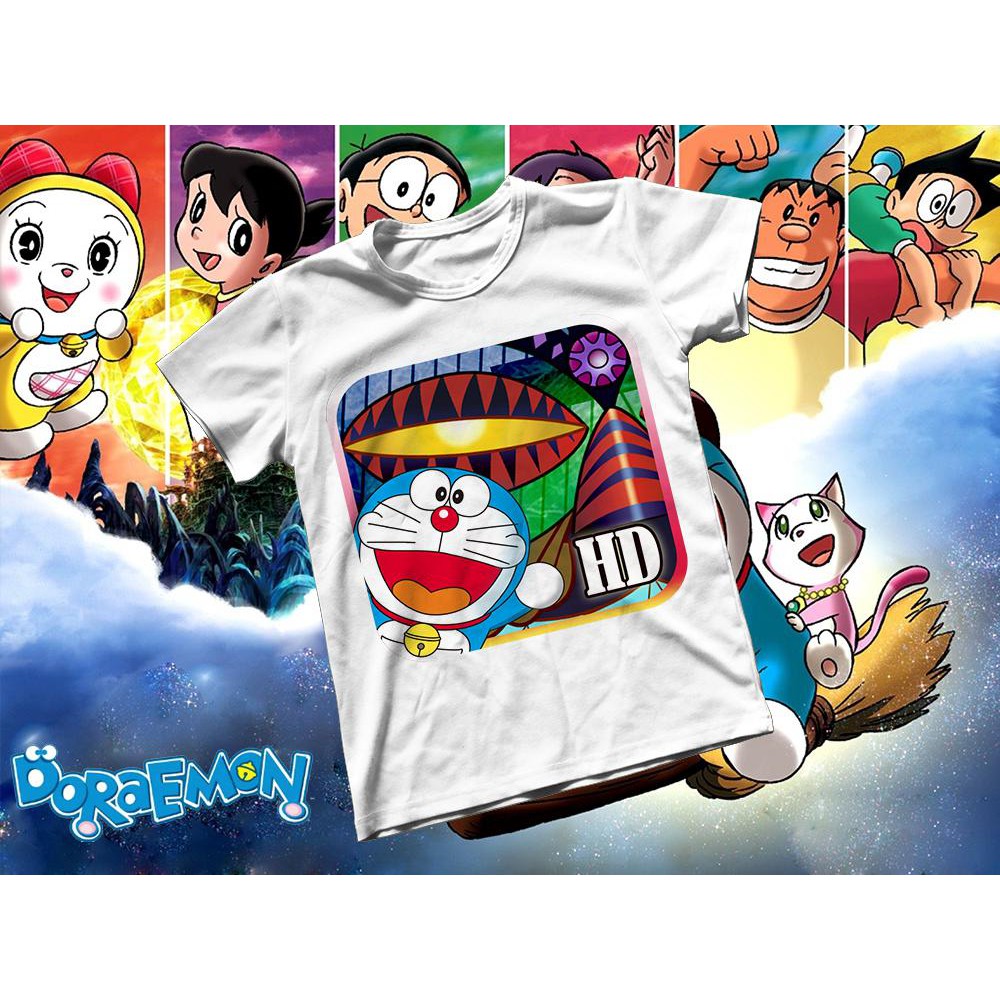 Áo thun Cotton Unisex - Anime - Doraemon - Logo game Doraemon