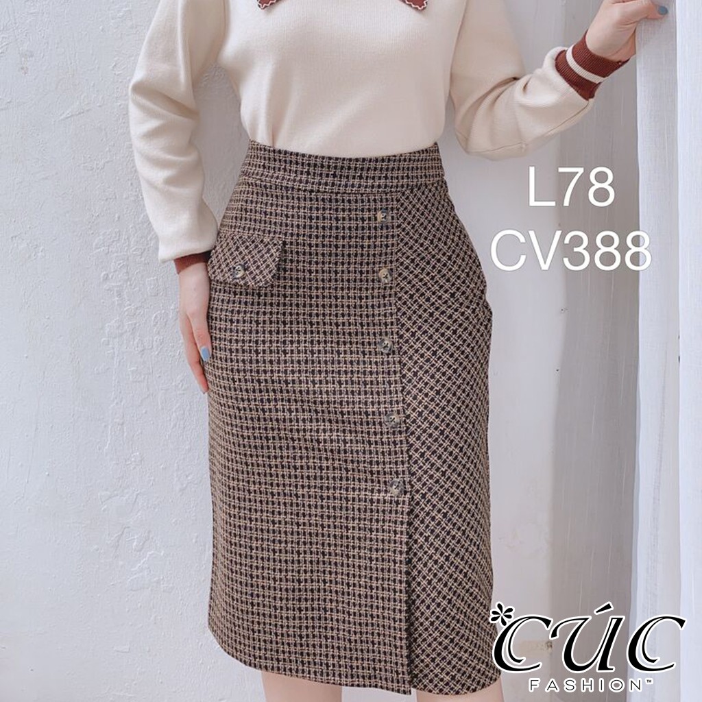 Chân váy đầm dáng công sở cao cấp Cúc Fashion CV388 đầm váy bút chì 1 túi