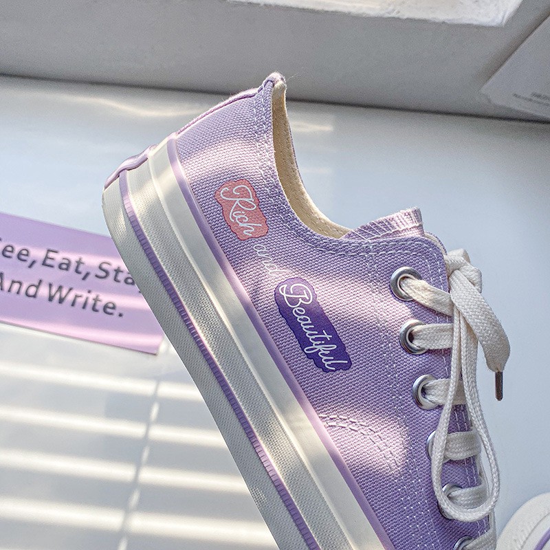 Mới Giày Vải Canvas Vẽ Tay Thiết Kế Dễ Thương Cho Nữ 2021