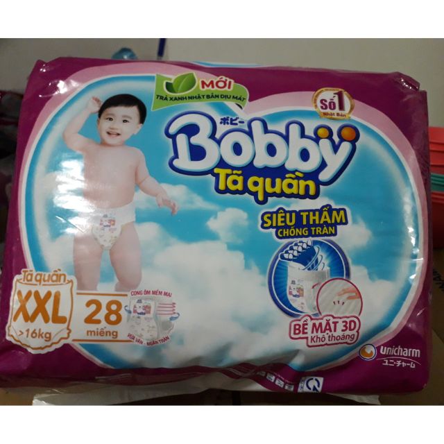 Bỉm Bobby quần cỡ đại M76/L64/XL62/XXL56