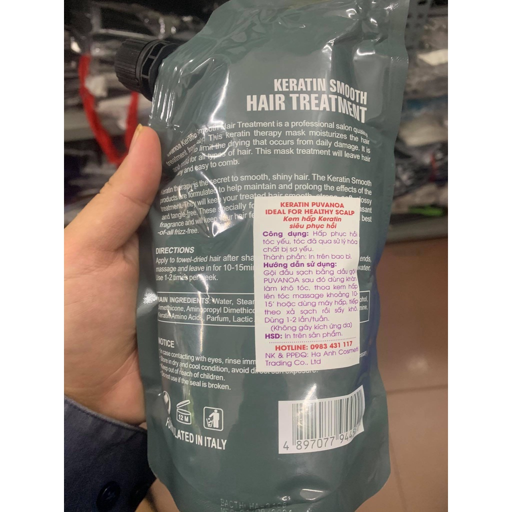 HẤP TÚI COLLAGEN KERATIN PUVANOA SIÊU MỀM MƯỢT 500ML