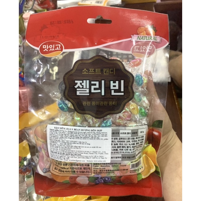 Kẹo Mềm Jelly Bean Hương Hỗn Hợp (Kẹo Óng Ánh) gói 185g