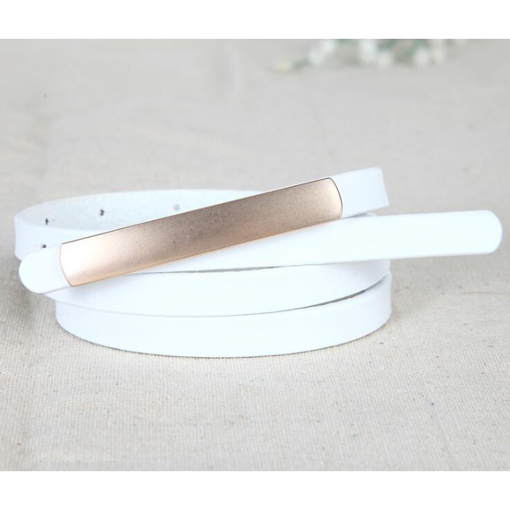 Thắt Lưng Da Khóa Kim Loại Mạ Vàng Sang Trọng Cho Nữ