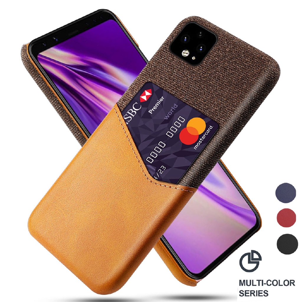 Ốp điện thoại da chống sốc kiểu doanh nhân sang trọng có khe cắm thẻ cho Google Pixel 4 XL 4A