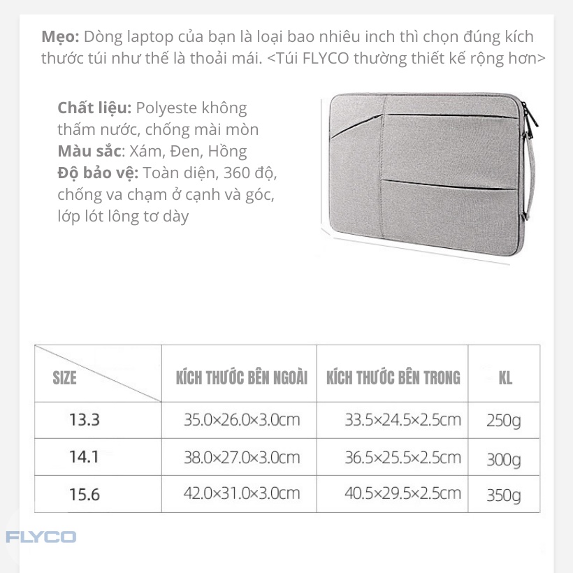 Túi chống sốc đựng Laptop / Macbook chống nước, xước Cao Cấp 13 3 14 15 6 inch Flyco ST02 da máy tính Cặp balo nam nữ