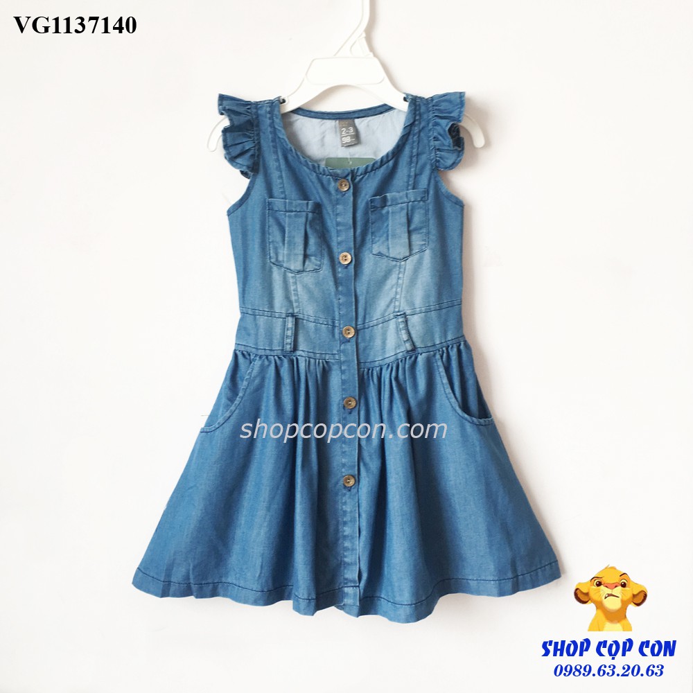 Đầm jean mềm tay cánh tiên cho bé từ 9 - 25kg