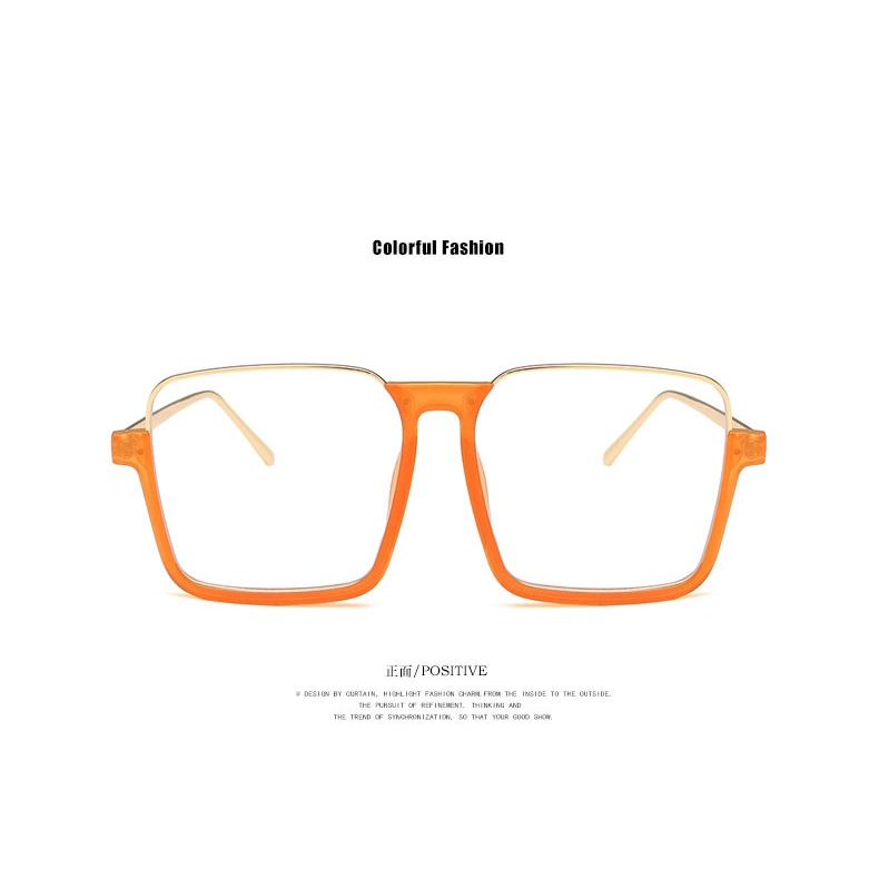 Kính râm gọng vuông một nửa lớn phong cách thời trang Hàn Quốc dành cho nữ