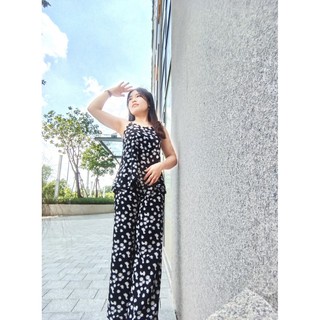 Bộ Áo 2 Dây Quần Dài Ống Rộng Kiểu Bộ Mặc Nhà Vải Lụa Sang Trọng Mềm Mại Mịn Màng Thoáng Mát HDT01