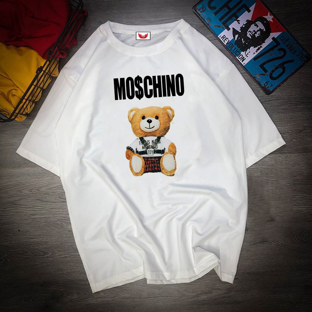 [Áo Hoodie Phản Quang CLIP & ẢNH THẬT] Áo Thun Tay Lỡ In Nhiệt Gấu Moschino form Unisex nam nữ phong cách Ulzzang - ATIN