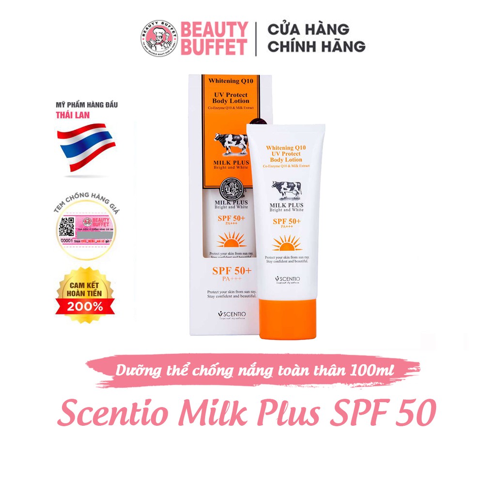 Dưỡng thể chống nắng và dưỡng trắng toàn thân Scentio Milk Plus SPF50+ PA+++ 100ml