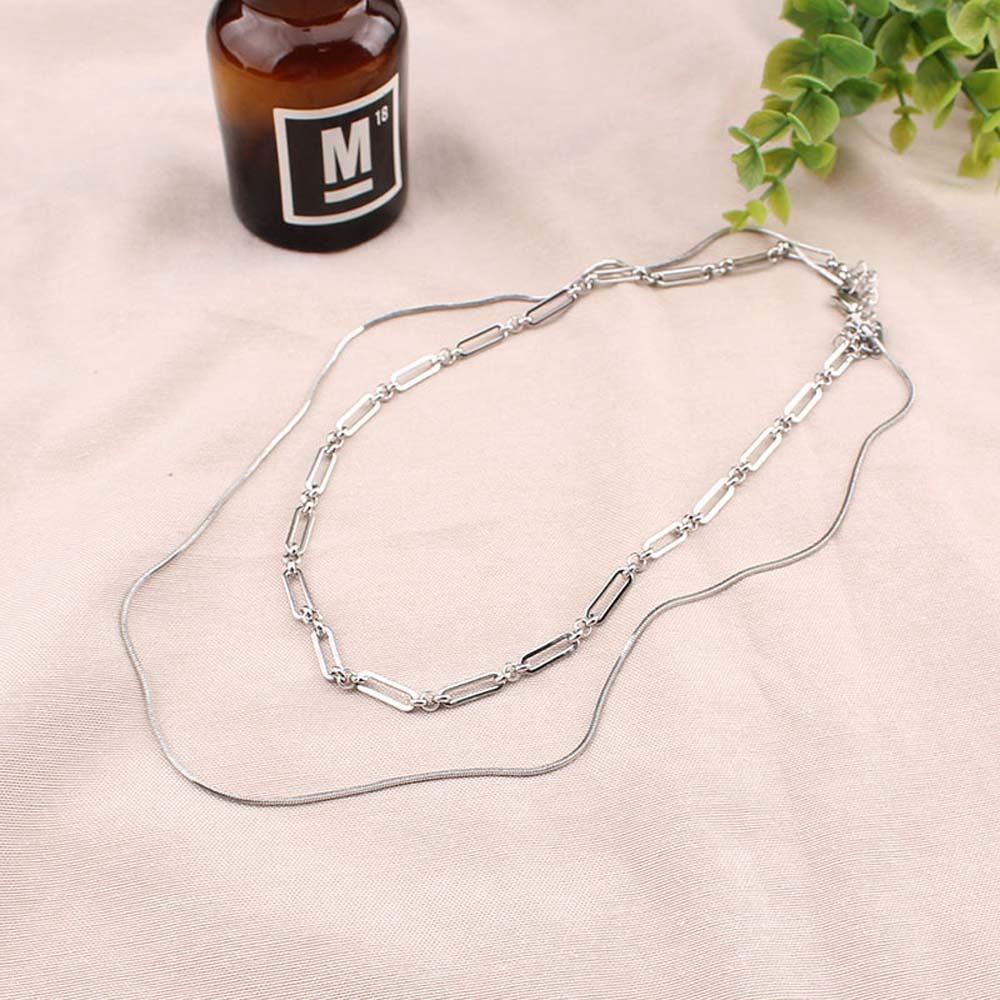 Vòng Cổ Choker Bằng Thép Không Gỉ Hai Lớp Thời Trang Cho Nam Nữ