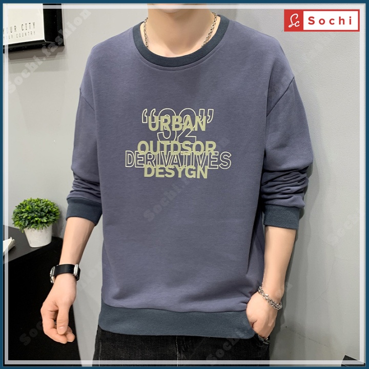 Áo nỉ sweater Hàn Quốc, áo thu đông nam Sochi chất nỉ mềm mịn in URBAN mã SW8.02
