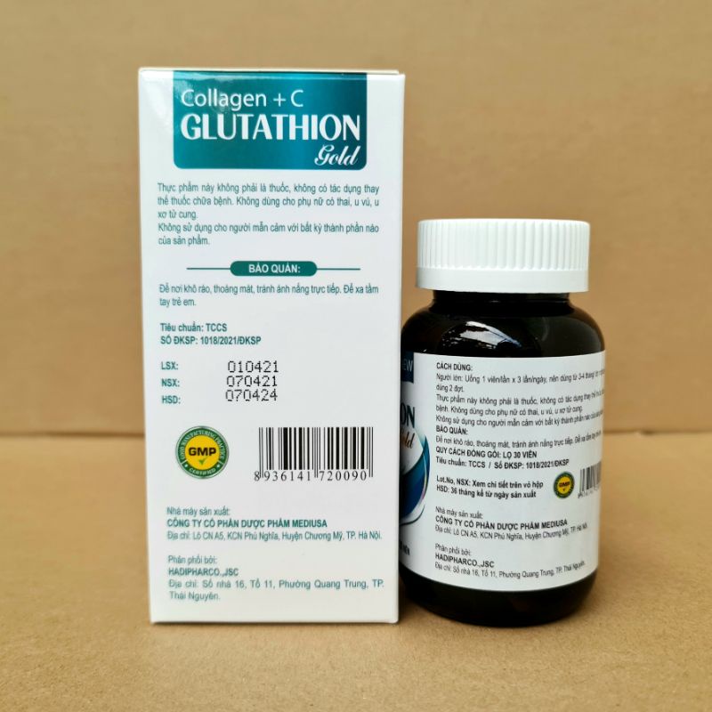 Collagen + C Glutathion Gold cung cấp độ ẩm cho da, làm đẹp da sáng da nám da vàng da chống lão hoá da