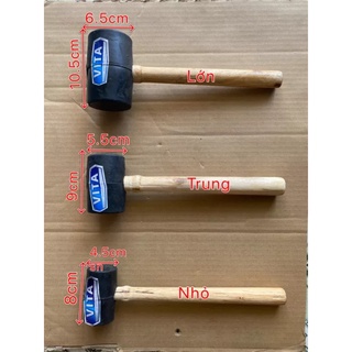Búa Cao Su Đen Cán Gỗ Size Trung