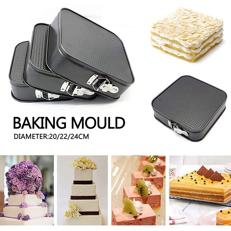 Bộ 3 Chảo Nướng Bánh Không Dính Hình Vuông Chống Rò Rỉ Tiện Dụng