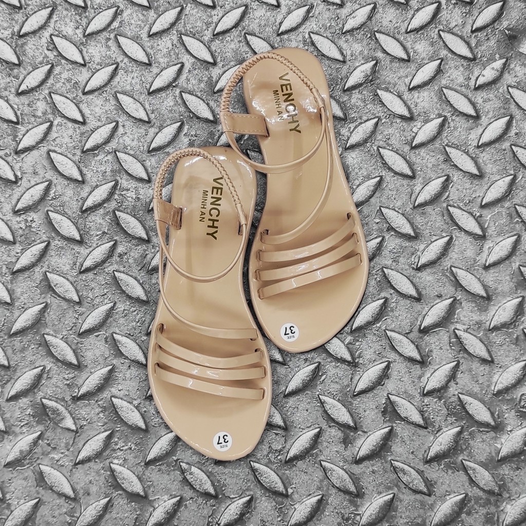 Giày sandal nữ Bevis - quai simili 3 dây ngang hợp thời trang - đế cao su nhẹ nhàng êm ái BE175-2 (Kem)