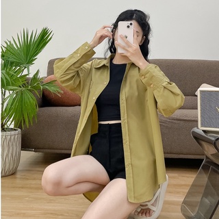 Áo sơ mi oversize basic zareen som55 - xanh bơ