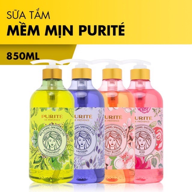 (Chính hãng, Đủ mùi) Sữa Tắm Giữ Ẩm PURITE PROVENCE 850ml