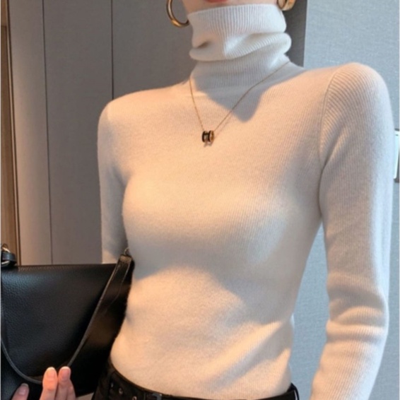 【ZHELIHANGFEI】Áo Sweater Tay Dài Cổ Lọ Thời Trang Xinh Xắn Cho Nữ