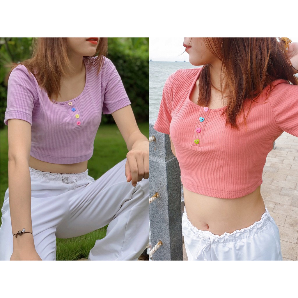 Set croptop 2 màu (Pink/Purple) - bán lẻ áo/quần