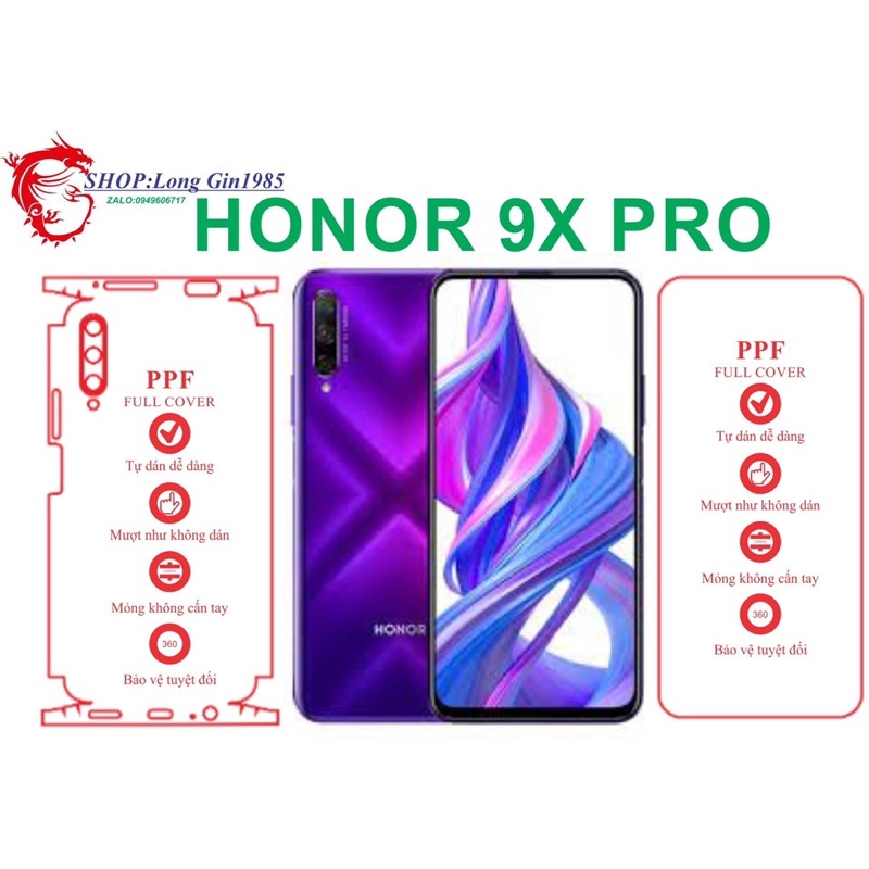 Honor 9X Pro miếng dán trong Ppf mặt sau và mặt trước chống va đập chống trầy xước tốt