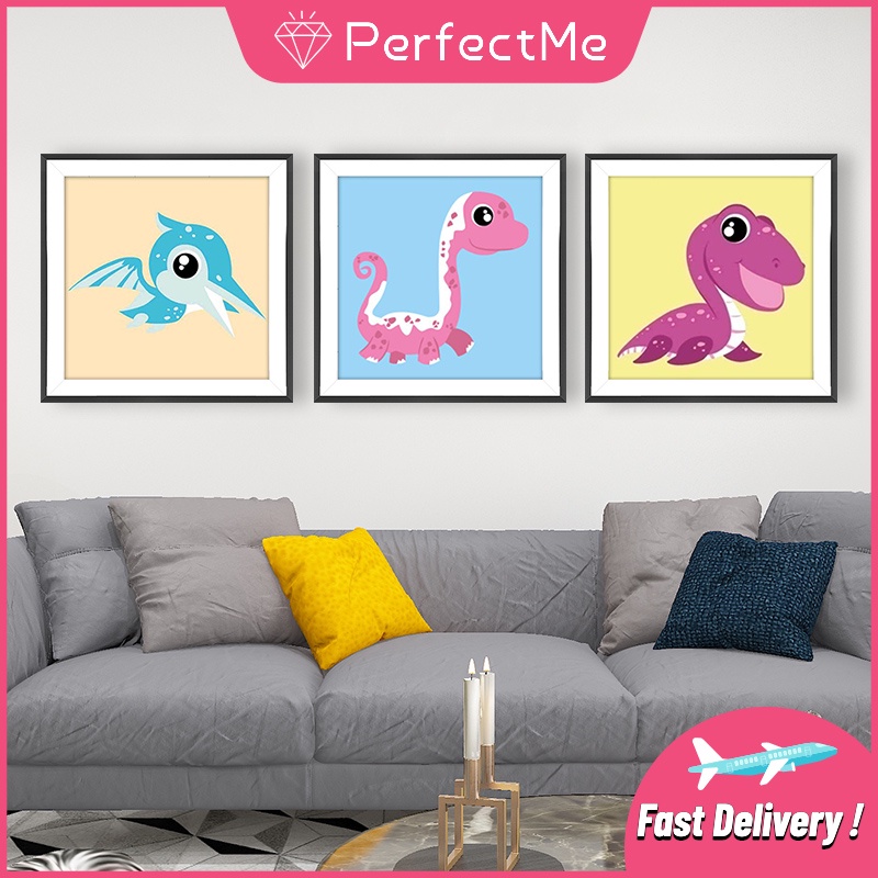 Bộ tranh đính đá 5D họa tiết khủng long hoạt hình độc đáo DIY 30X30