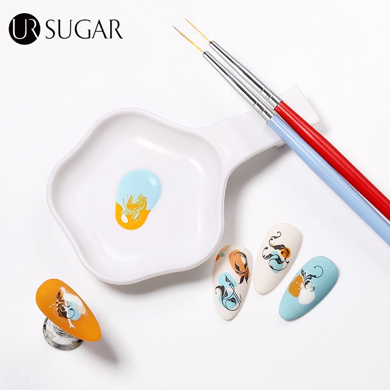 Khay nhựa UR SUGAR hình bông hoa màu trắng/ đen trưng bày móng tay nghệ thuật