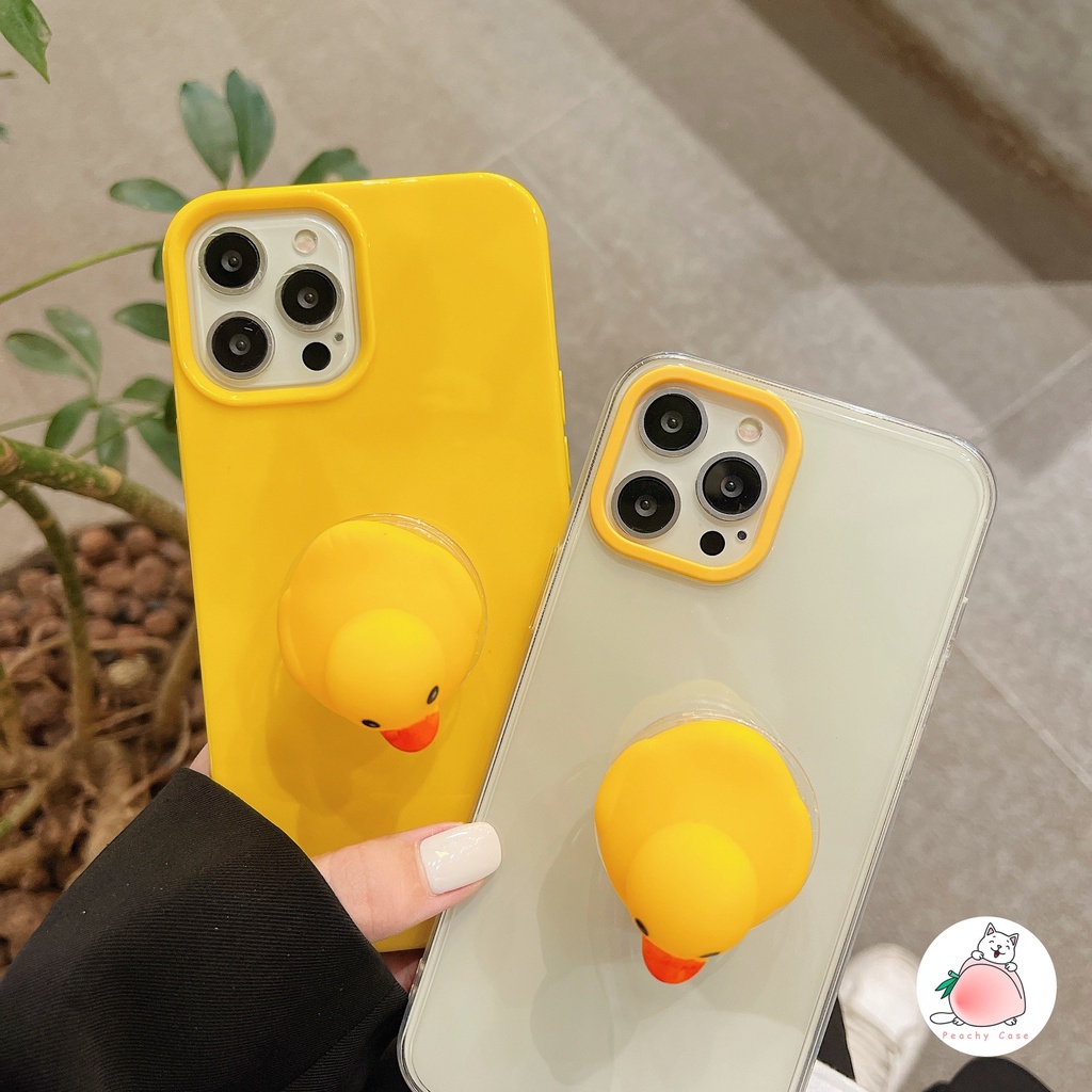 Ốp điện thoại tpu mềm có giá đỡ túi khí hình vịt thích hợp cho iPhone 11 Pro Max X XS XR XSMax Xs Xr 8 7 Plus 12mini