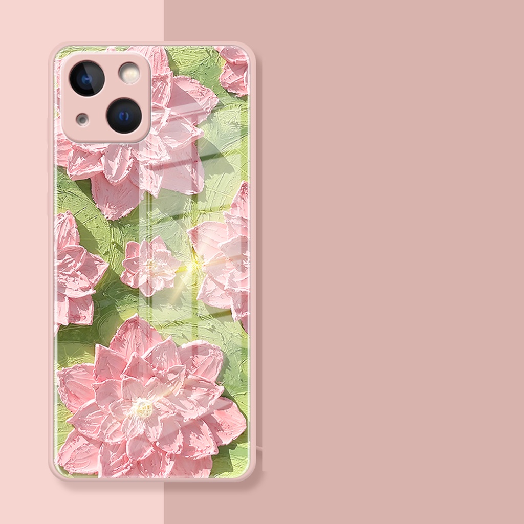 Ốp Điện Thoại Mặt Kính Cường Lực Họa Tiết Nghệ Thuật Cho iphone 13 pro max 11 12 mini 6 6s 7 plus X XR XS max 8