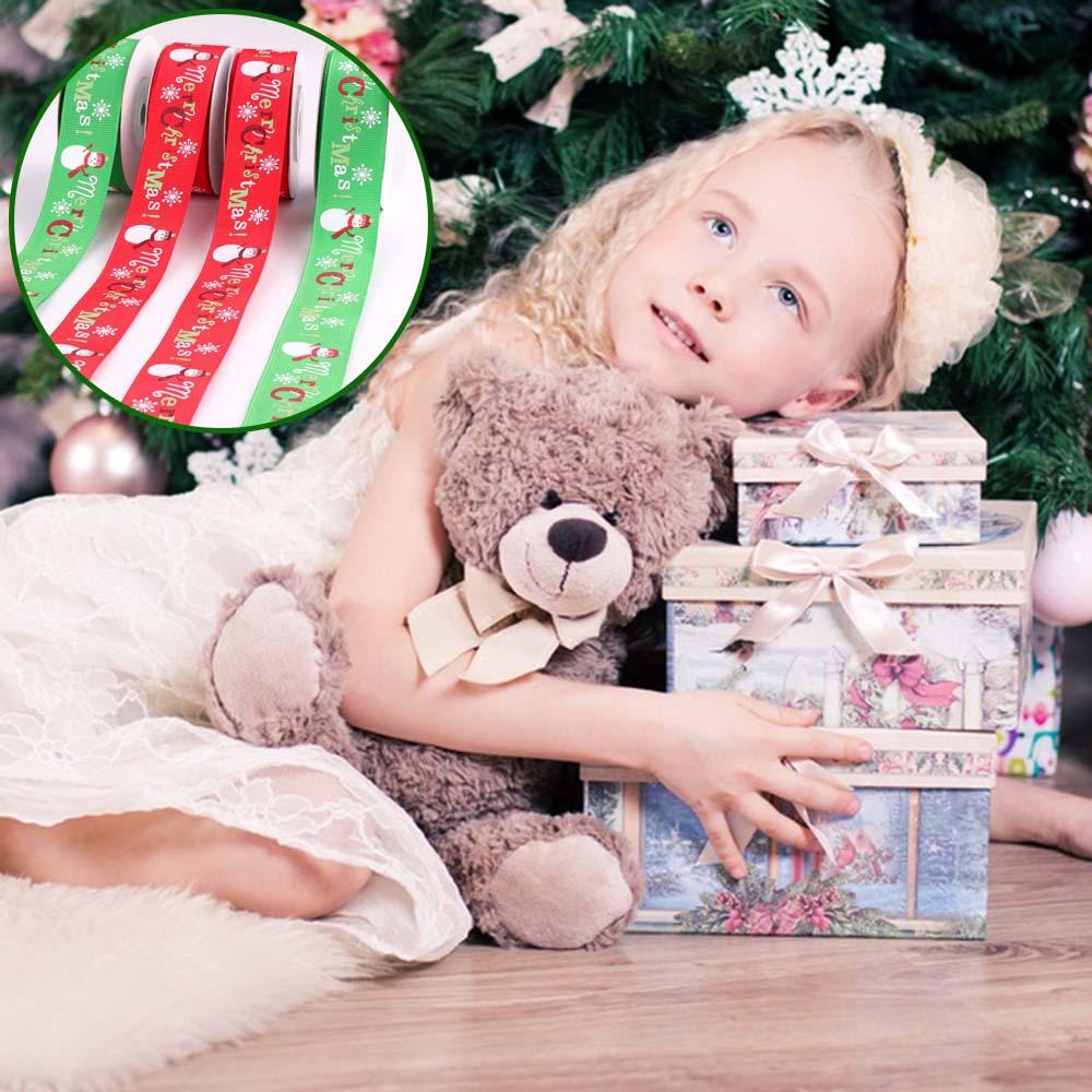 Cuộn Dây Ruy Băng Satin In Họa Tiết Giáng Sinh DIY