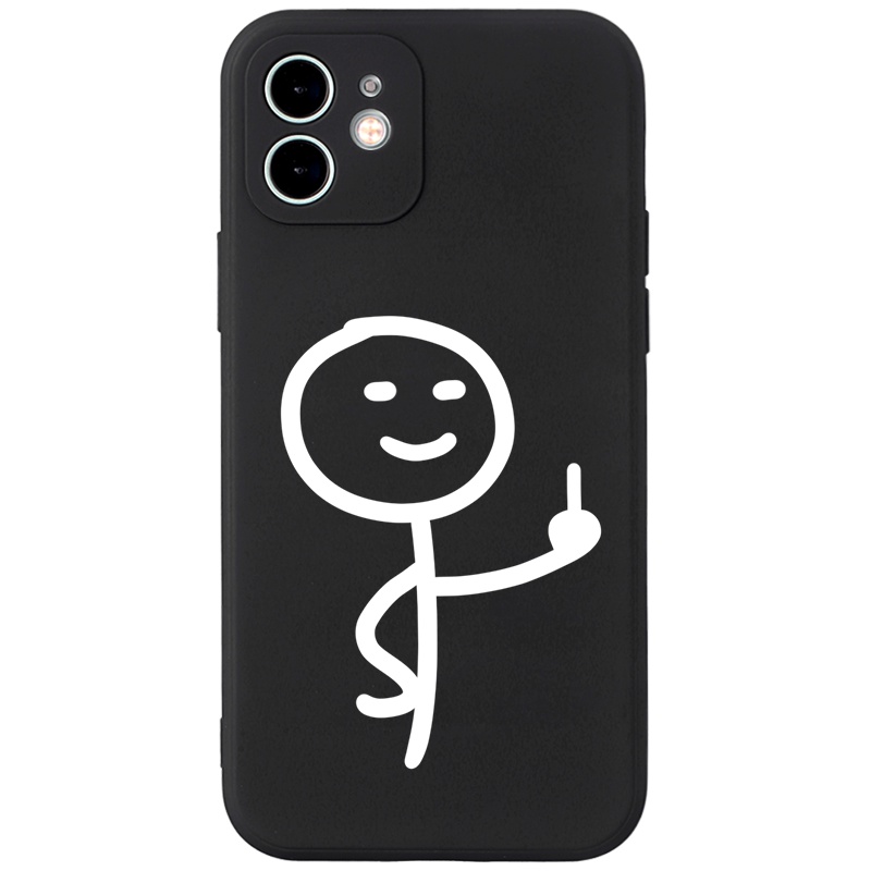 Ốp điện thoại JEERO viền vuông đen chống bẩn ngộ nghĩnh hài hước hình bựa hoạt hình cặp đôi dễ thương đẹp mềm Cho iPhone 13 12 11 Pro Max SE 2020 X XR XS 8 7 ip 6S 6 Plus kute HFEA679