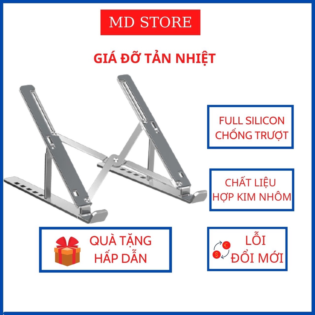 Giá đỡ tản nhiệt cho laptop máy tính bảng, chất liệu hợp kim nhôm siêu nhẹ, làm mát cực nhanh, tặng kèm túi đựng