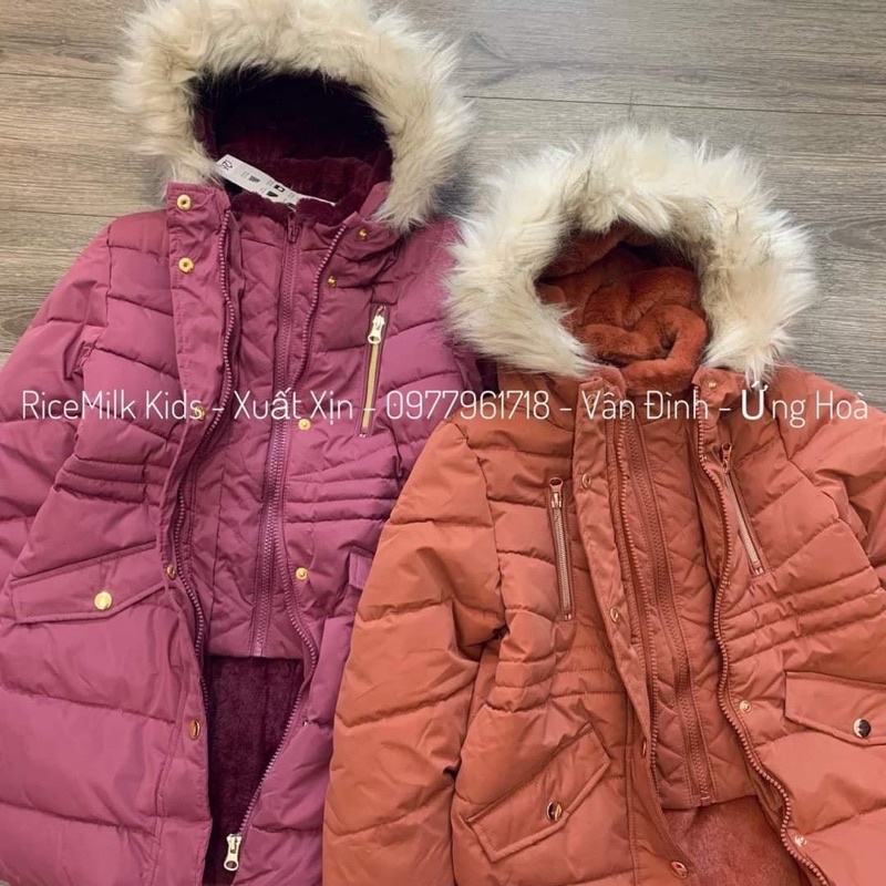 Áo khoác parka lót lông mũ lông xuất dư xịn cho bé