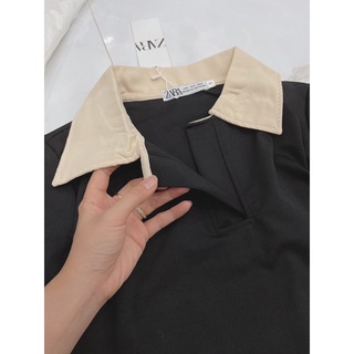 Đầm midi cổ bẻ phối màu (chất đẹp)