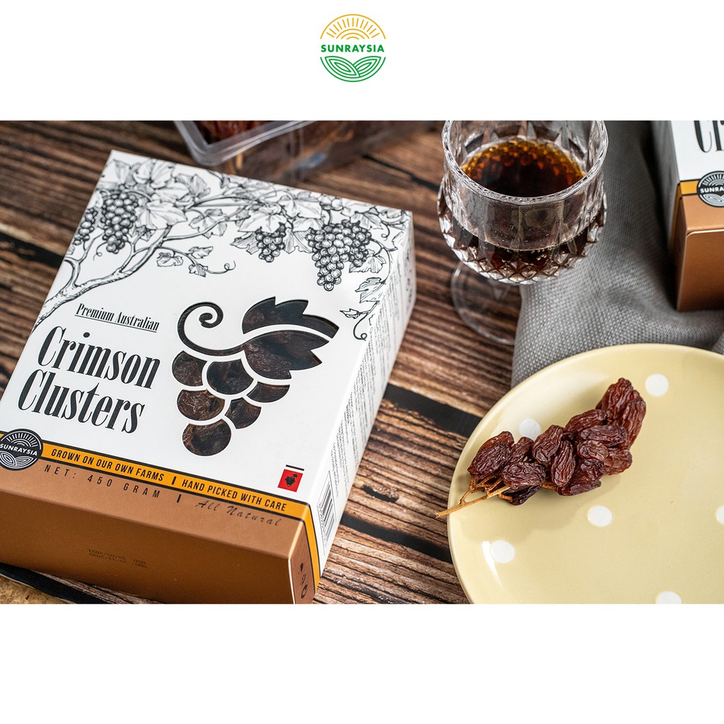 Nho khô cao cấp Úc Sunraysia Crimson nguyên cành 450g