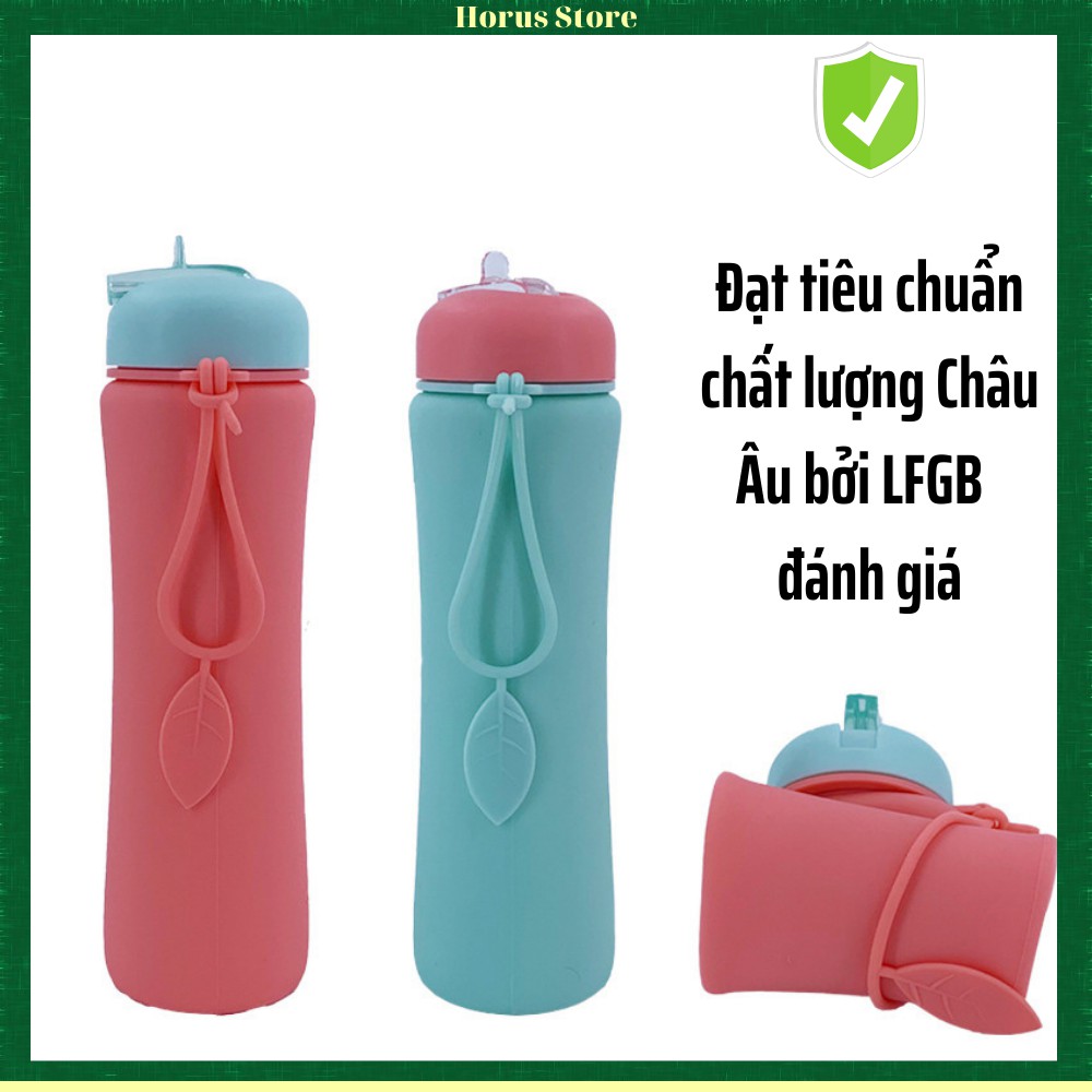 Bình Nước Thể Thao Gấp Gọn Silicon 600ml Cao Cấp Cầm Tay Dễ Mang Đi Du Lịch Dã Ngoại