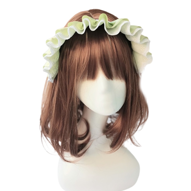 Băng Đô Vải Satin Phối Ren Bèo Nhún Hóa Trang Cô Hầu Gái Phong Cách Gothic Lolita