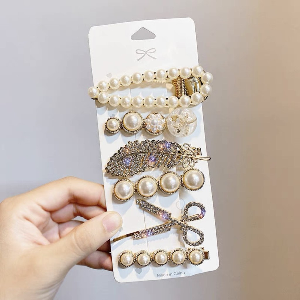 Set 6 Kẹp Tóc N.gọc Trai Đính Đá Sang Chảnh Cho Các Cô Gái Yêu Quý Của MiuMiu Sexy