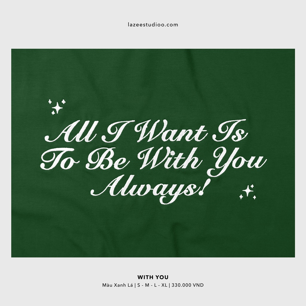 Áo thun - WITH YOU | LAZEE STUDIOO | Be - Xanh Ghi - Xanh Lá - Trắng - Đen | Form Regular