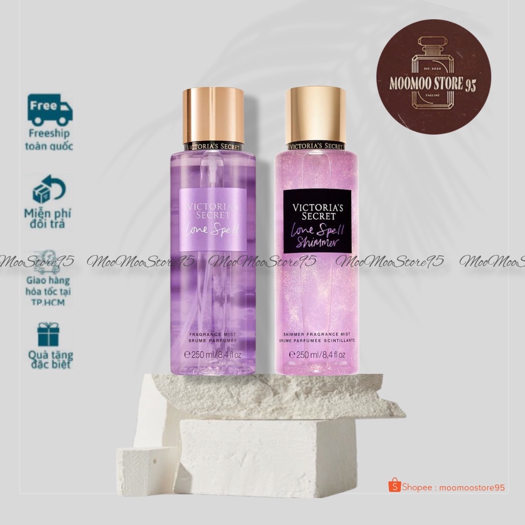 -𝐌𝐨𝐨𝐌𝐨𝐨- VICTORIA'S SECRET Xịt Thơm Toàn Thân Body Mist - Love Spell  125ml full - 250ml Full Seal - New