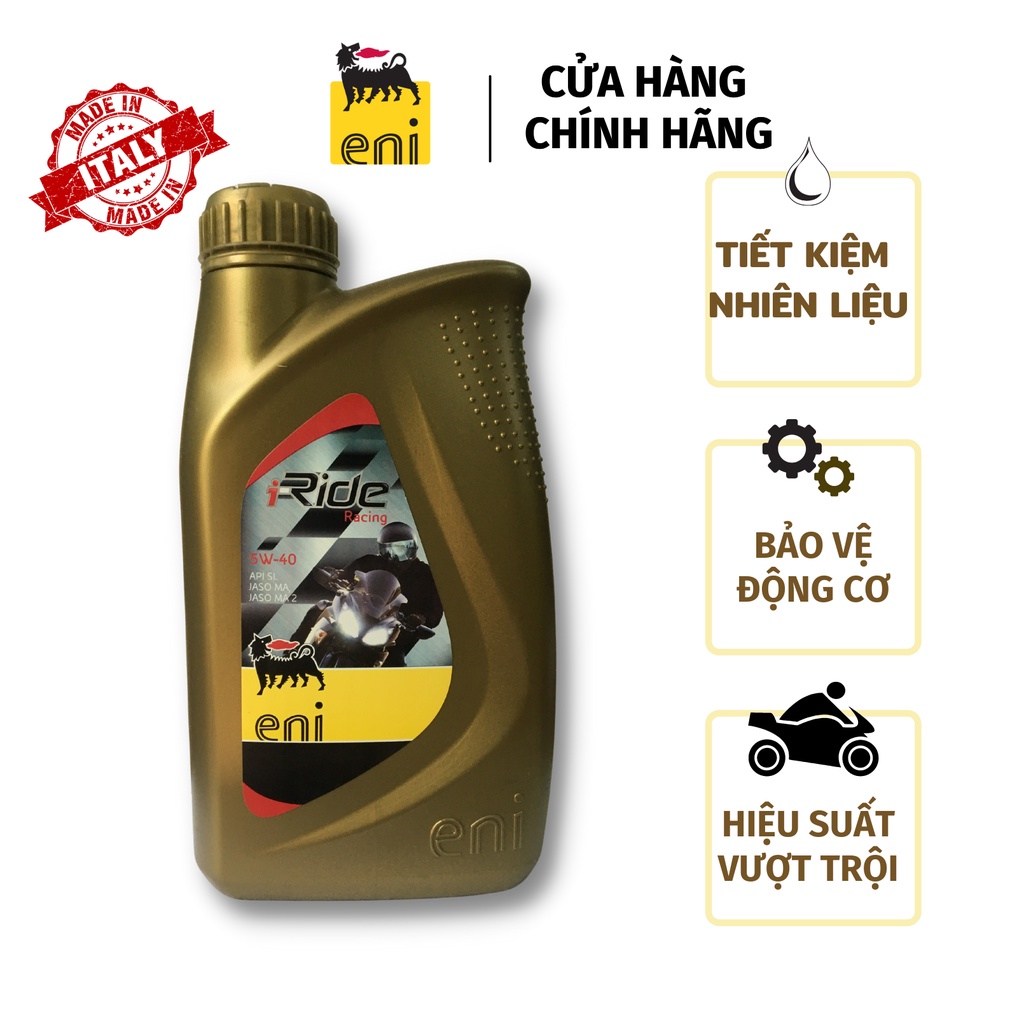 Dầu nhớt cao cấp Eni Racing 5w40( Nhập khẩu Ý) dùng cho xe côn tay, xe số (1L)