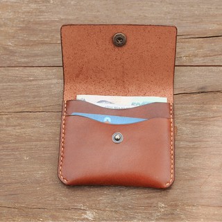 Ví da đựng thẻ mini có cúc bấm - Da bò nhập khẩu - Đồ da Handmade