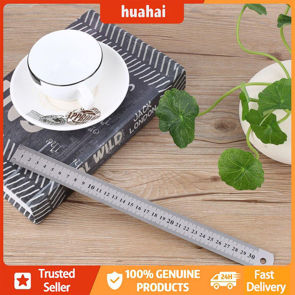 Thước kim loại bằng thép không gỉ Thước thẳng 30CM Văn phòng phẩm trường học hai mặt